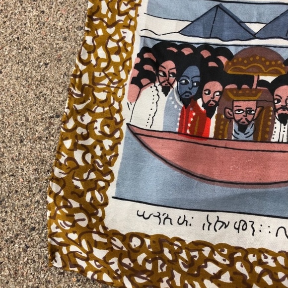 VTG 1950s 1960s Silk Exodus Story Novelty Print Scarf - Picture 8 of 9